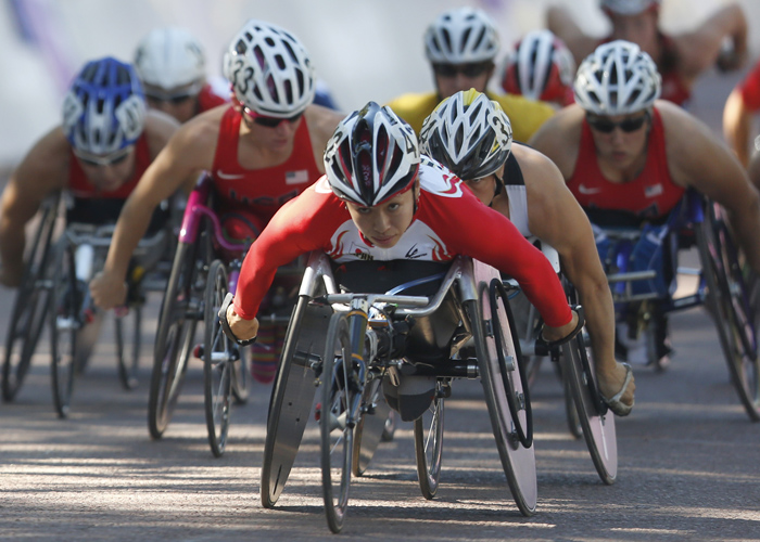 ロンドンパラリンピック　陸上・車いすマラソン  土田和歌子　　写真／竹見脩吾