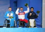 ソチ2014パラリンピック　　表彰式　銅メダル　久保恒造　　　　写真／阿部謙一郎