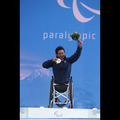 ソチ2014パラリンピック　　表彰式　金メダル　鈴木猛史　　　写真／阿部謙一郎