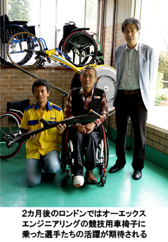 写真：２カ月後のロンドンではオーエックスエンジニアリングの競技用車椅子に乗った選手たちの活躍が期待される